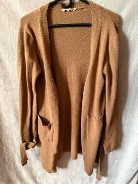 Vine & Love Camel Brown Open-Front Women's Cardigan